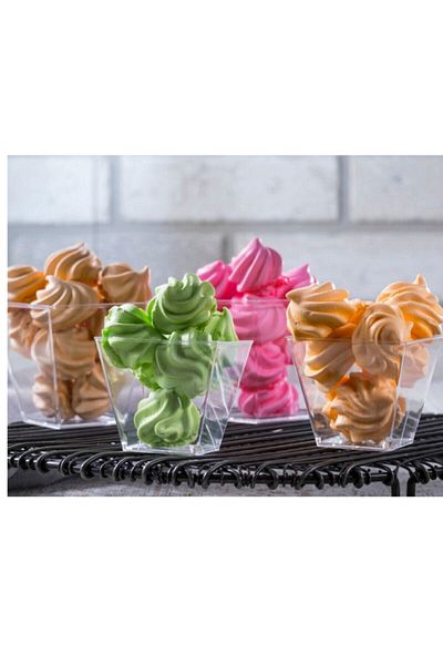 14Süs Prism Mini Mica Plastic Presentation Container Cubic Bowl - 50 Pieces