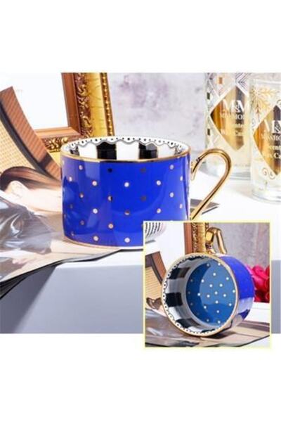 Kosova Puantiyeli Lacivert Porselen Kupa 245