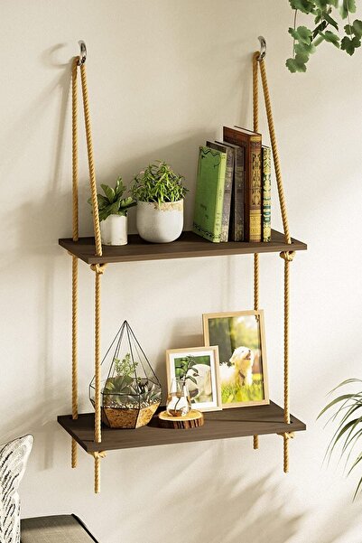 Alyones 2 Katlı Asma Duvar Rafları, Swing Halatlı Yüzer Raf, Askılı Salon/yatak Odası/banyo Ve Mutfak Raflar
