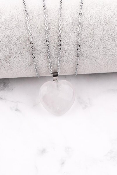 Alibaba Doğaltaş قلادة قلب من حجر الكوارتز الطبيعي الكريستالي