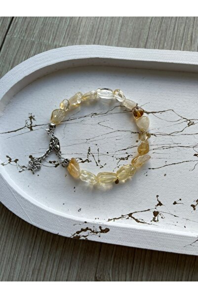 PelvedDesign Oval Sitrin Taşı Doğal Taş Bileklik
