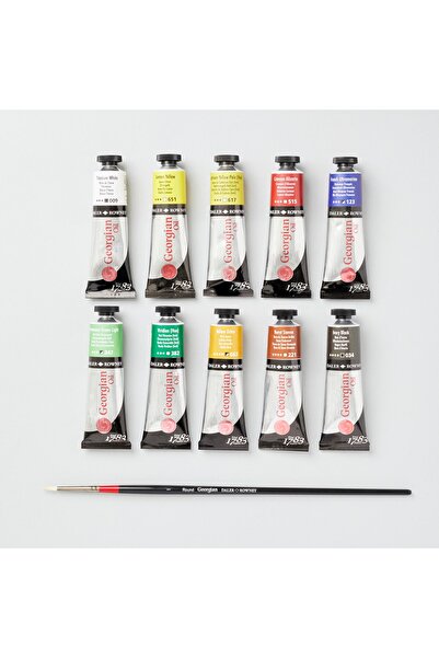 Daler Rowney Georgian Yağlı Boya 38ml 10'lu Set Karışık Renkler + Fırça Hediyeli