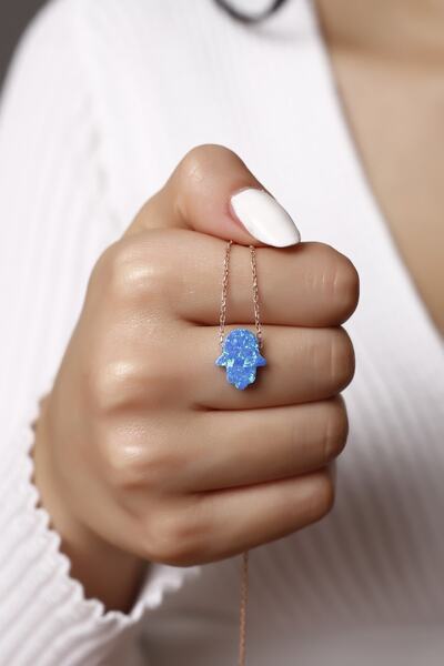 SARIASLAN Opal Fatma Eli Rose Gümüş Kolye