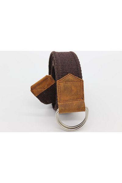 Anatolia Unisex Leather Detailed Brown Tactical Sports Canvas Belt