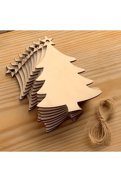 Elfora Christmas Tree Ornament Wooden Christmas Tree Ornament 10 Pieces