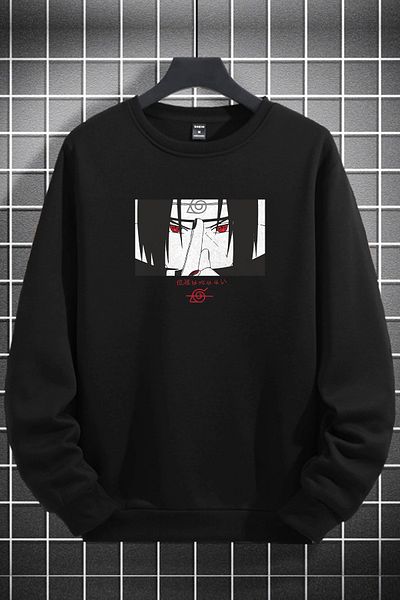 macklin Hanorac negru, unisex, femei, bărbați, cu imprimeu Naruto Uchiha Itachi