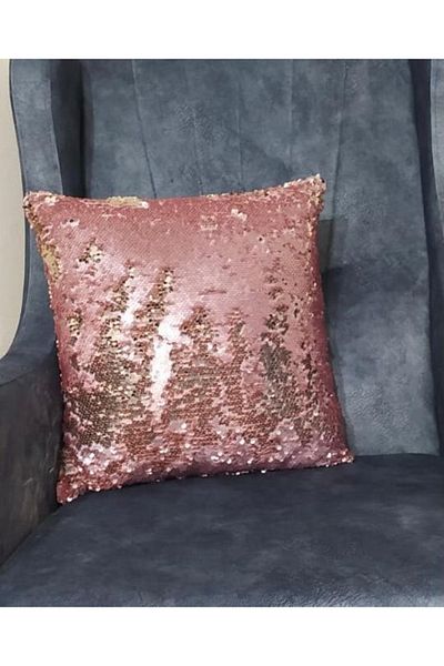 YILMAZHOME Sequin Paillette Throw Pillow Cover - (PINK-LIGHT GOLD)