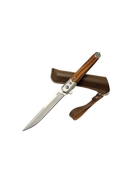 Zbr M390 1-37 Kahverengi Kamp Çakısı 21cm - Manuel, Ahşap Sap, Kılıflı