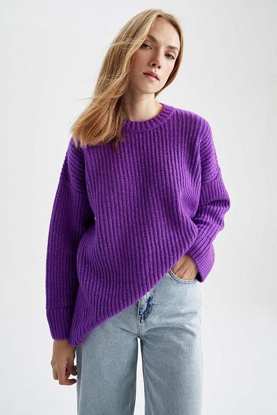 DeFacto Oversize Fit Crew Neck Selanik Fabric pulóver