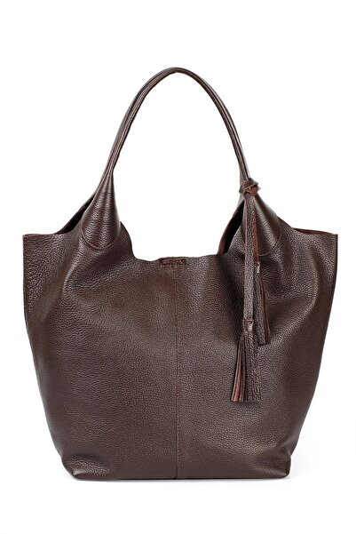 Ysmn Hakiki Deri Püskül Detaylı Kadın Omuz Çantası Yc011969drl