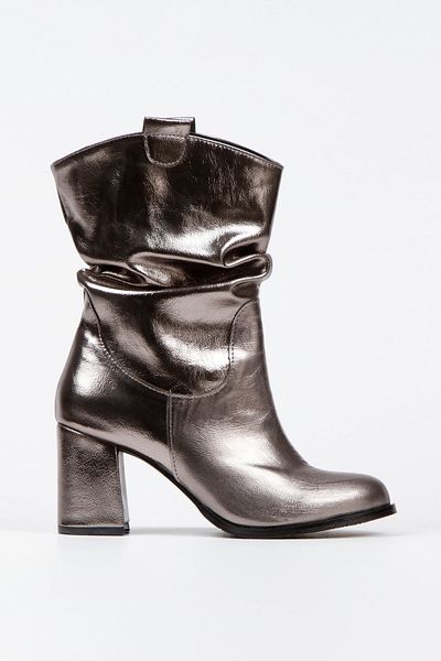 irmona Rio Smoked Metallic Heeled Leather Gusseted Boots