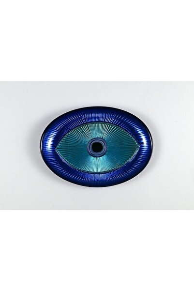 HERITAGE Evil Eye Nazar Dekoratif Cam Turkuaz Lacivert 22 X 15.5 Cm
