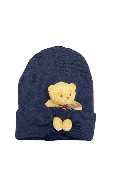 emybox Combed Cotton Colored Unisex Beret with Plush Teddy Bear