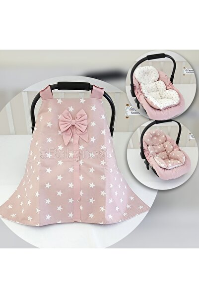 ebabynest Big Star Serisi Pudra Beyaz Puset Örtüsü 3'lü Set