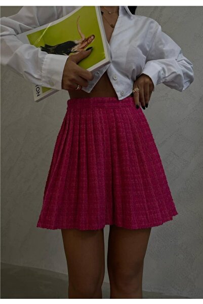 lovebox Fusta de damă cu talie înaltă, plisată, fucsia 2544