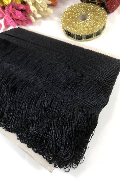 Bontex Accesoriu Panglică Decorativă Franjuri Negre cu Ciucuri Lățime 10 Cm 5...