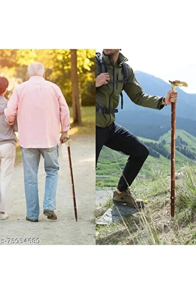 hediyeconcepti Özel Pirinç Kartal Başlıklı Ahşap Baston