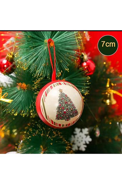 QUEEN AKSESUAR New Year Christmas Metal Pine Tree Ornament Ball Surprise Gift Box Tree Patterned Box