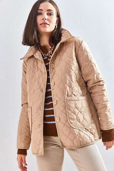 Bianco Lucci Gemusterter Steppmantel für Damen mit zwei Taschen 2231