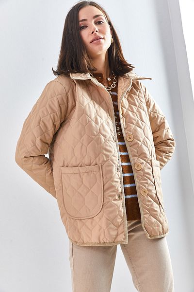 Bianco Lucci Gemusterter Steppmantel für Damen mit zwei Taschen 2231
