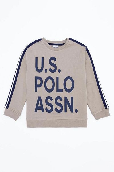 U.S. Polo Assn. Hanorac pentru băiat kaki cu gât crew