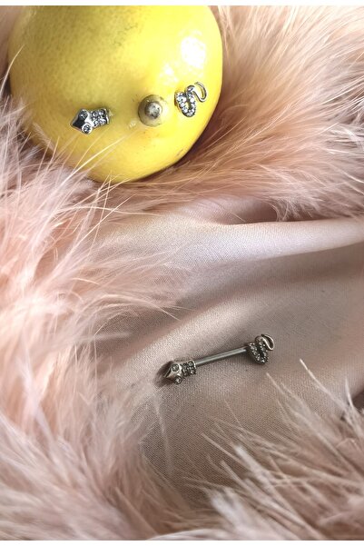 Bylin Cerrahi Çelik Minik Yılan Nipple Piercing - Erkek Için - 1 Adet