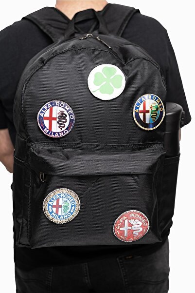 PERLOTUS Alfa Romeo Four Leaf Clover Logo Patch Unisex Sports Backpack