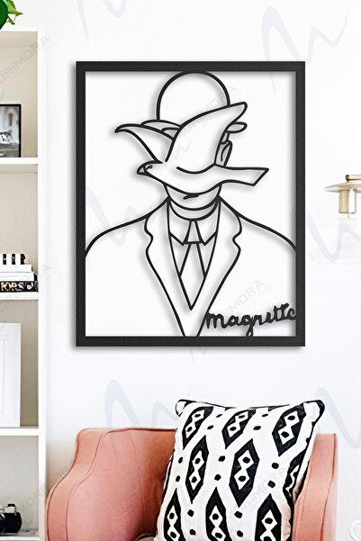Morimora Man In A Bowler Hat - Rene Magritte Metal Duvar Tablosu - Siyah