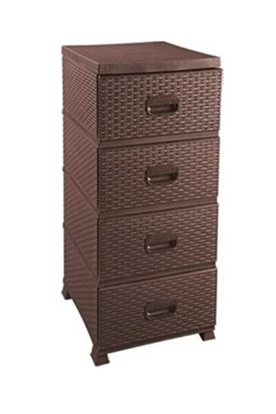 abnturk 4 Çekmece Koyu Kahve Komidin Büyükboy Lüks Raddan Komidin Plastik Has...