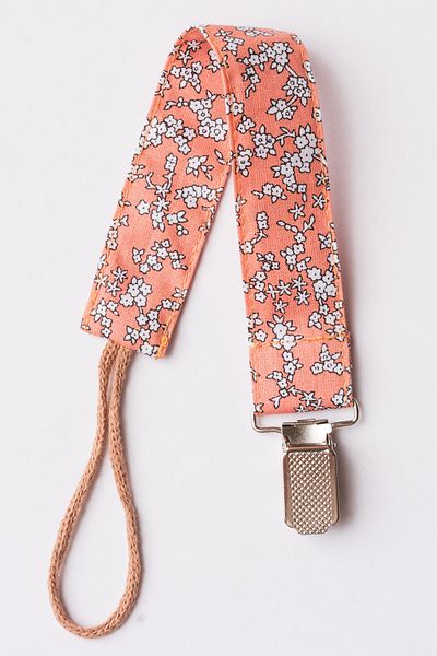MyVera Yavruağzı Mink Polka Dot Gray Flower Pacifier Strap Set - 3-Piece Pacifier Chain Set - 100% Cotton Fabric