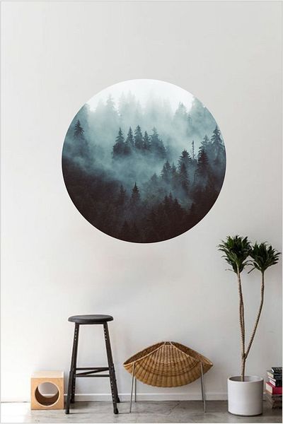 Grafikup Autocolant de perete oval boem de munte cețos