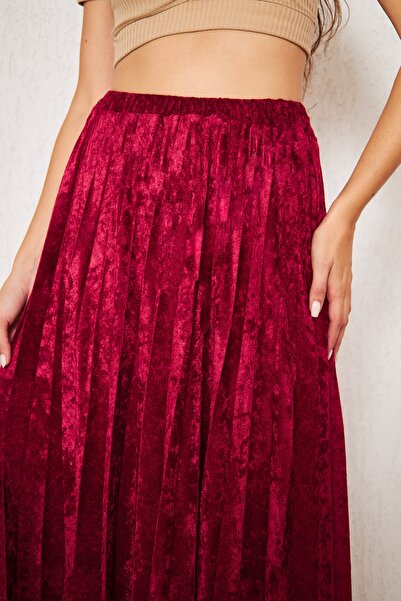 comstar Βελούδινη μακριά φούστα με κόκκινη επένδυση, βελούδινη φούστα, φούστα με φόδρα, μακριά φούστα