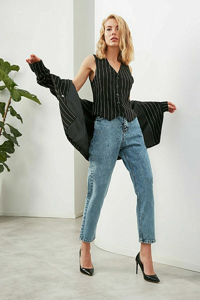 DRC trend Blugi cubanezi albastru deschis Snow Mom Jean