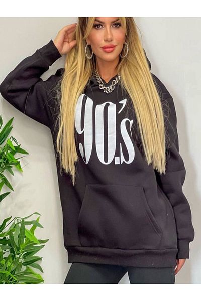 soi fashion Hanorac cu glugă cu trei fire ridicate din anii 90