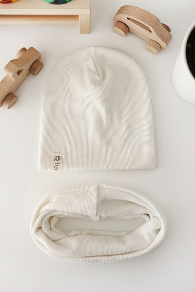 Doğan Collection Ecru Rib Beanie Neck Collar Set