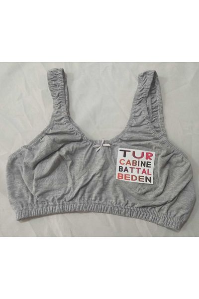Tutku قميص داخلي نسائي من Turcabine قطن رمادي اللون نصف قميص مقاس كبير مقاس كبير 8xl 9xl 10xl حمالة صدر 1 قطعة
