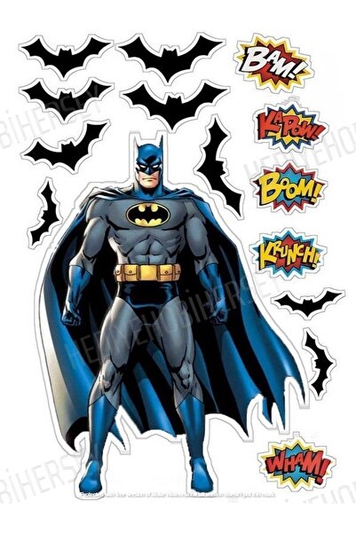 hediyehobihersey Batman Resimli Yenilebilir Pasta Üstü Şeker Kağıdı Baskısı, ...