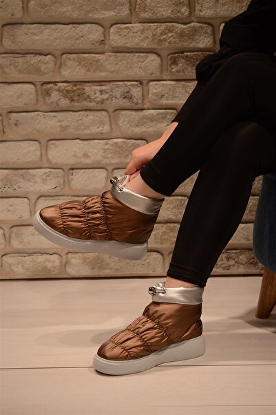 Isy Kadın Bakır Şişme Paraşüt Kumaş Büzgülü Model Kısa Bot&bootie