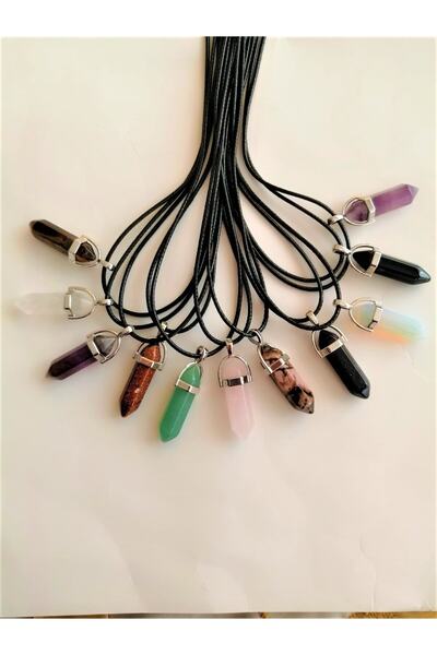 Gena stone Tiger Eye Natural Stone Pandule Necklace - Nail Model Natural Stone Necklace - Cord String Necklace