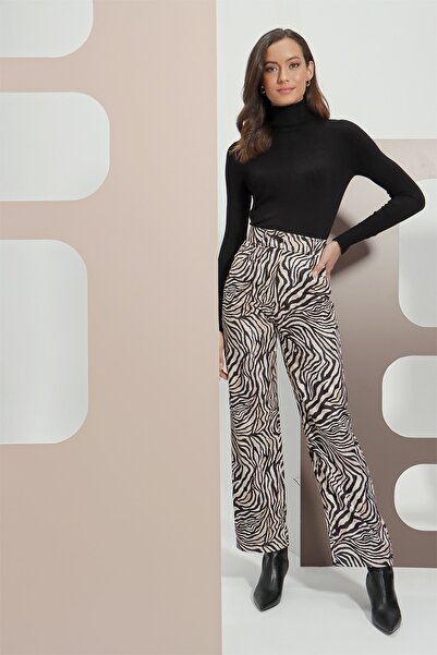 Aker Zebra Desen Kadife Pantolon