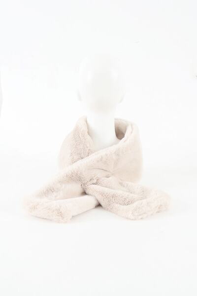 Kapin Ekru Suni Kürk Peluş Kaşkol Boyunluk Atkı