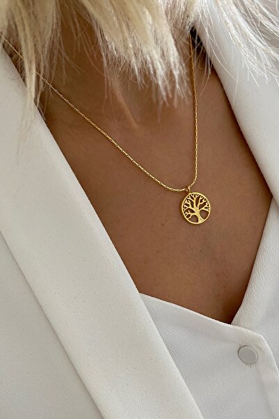 Bonnjerra Jewellery Altın Kaplama Ince Yılan Zincir Hayat Ağacı Kolye