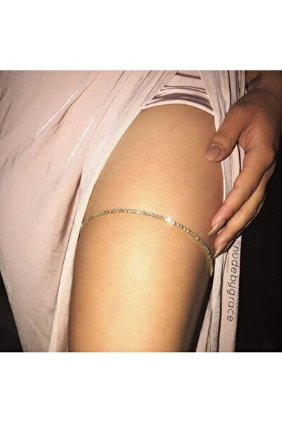 muptejewelry Kadın Tek Sıra Zirkon Taşlı Su Yolu Vücut Aksesuarı