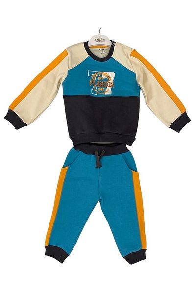 Aziz Bebe Florida Crew Neck Long Sleeve Embroidery Detailed Men's Tracksuit Set of 2