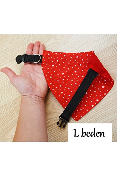 stylie Çift Taraflı Yılbaşı Desenli Kırmızı Kedi Köpek Fuları, Tasmalı Bandana