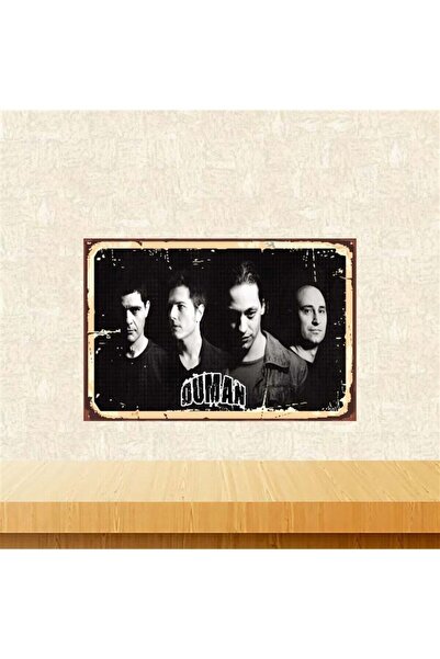 TAKIFİX Grup Duman Tasarımlı Retro Ahşap Poster 20-30 Cm
