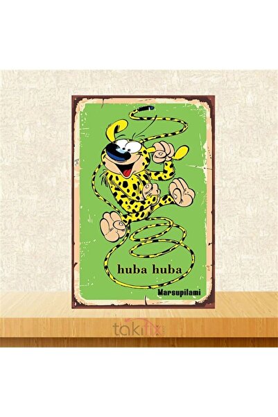 TAKIFİX Marsupilami Tasarımlı Ahşap Retro Poster