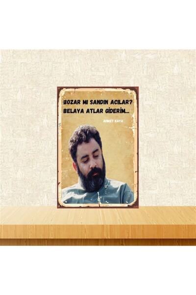 TAKIFİX Ahmet Kaya Bozar Mı Sandın 20-30 Cm Retro Ahşap Poster Tkfx4468