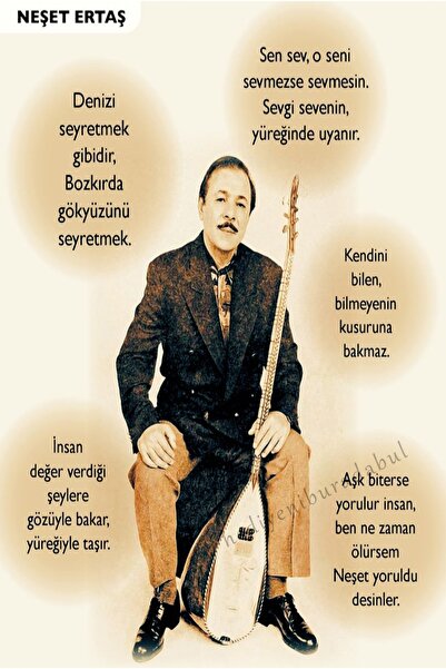 hediyeniburadabul Tablou/Poster tematic din lemn „Tezenesi Neşet Ertaş” din p...