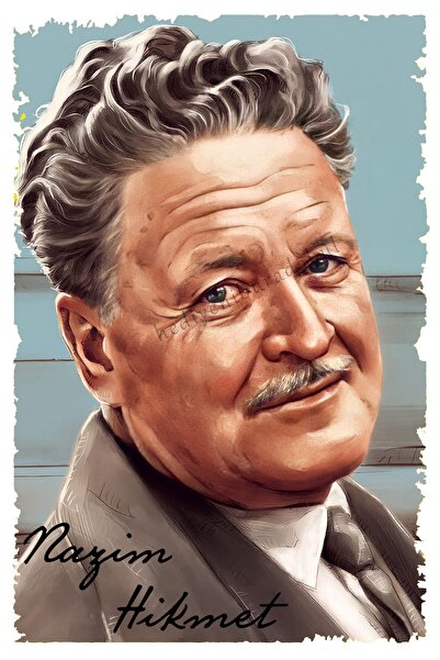 hediyeniburadabul Ξύλινος πίνακας / αφίσα με θέμα τον Ναζίμ Χίκμετ